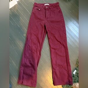 Zara Deep Red Wide Leg Pants
